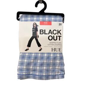 HUE Black Out 2X Plus Cropped Flare Cotton Leggings